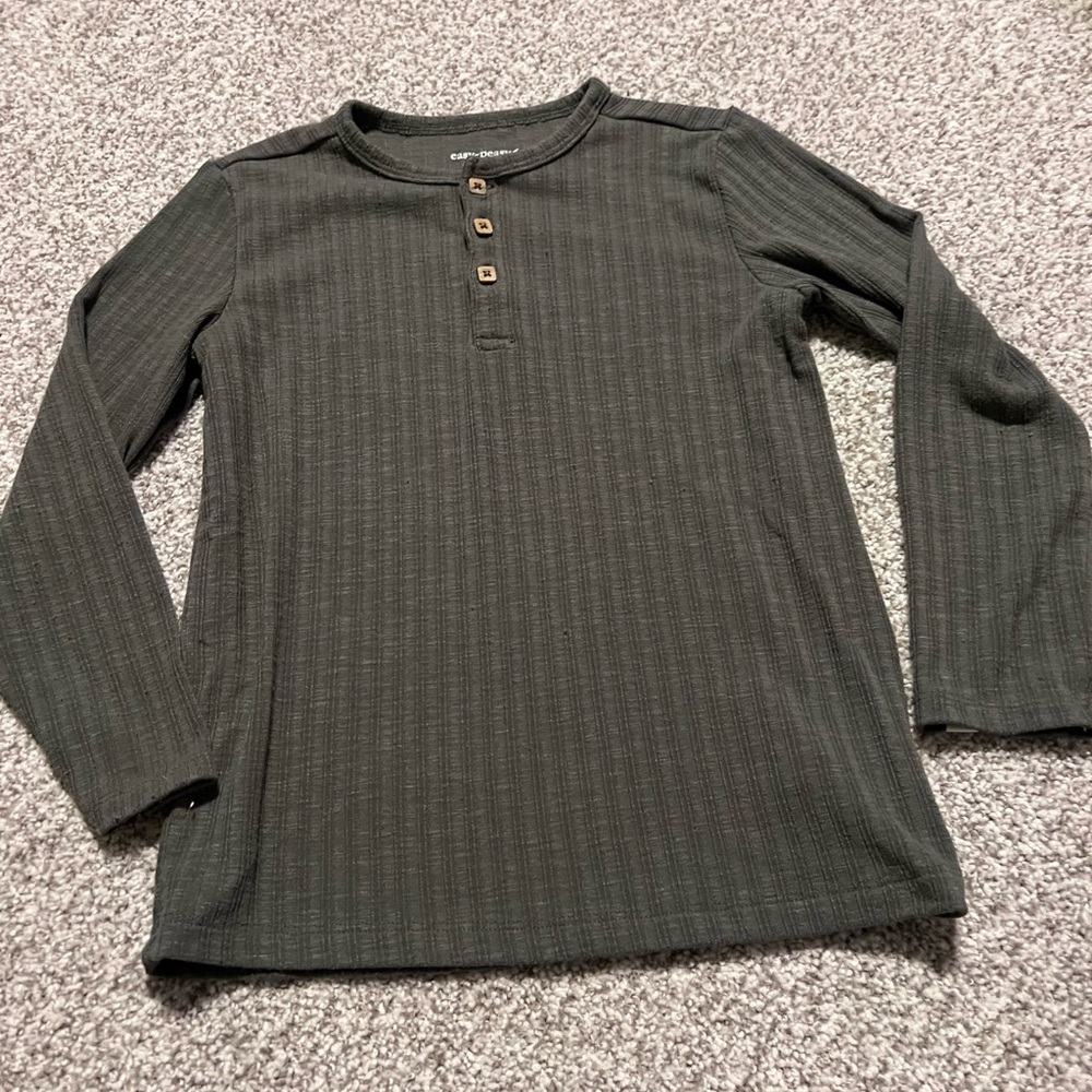 Easy Peasy Kids Long Sleeve Button Tee - Olive Green